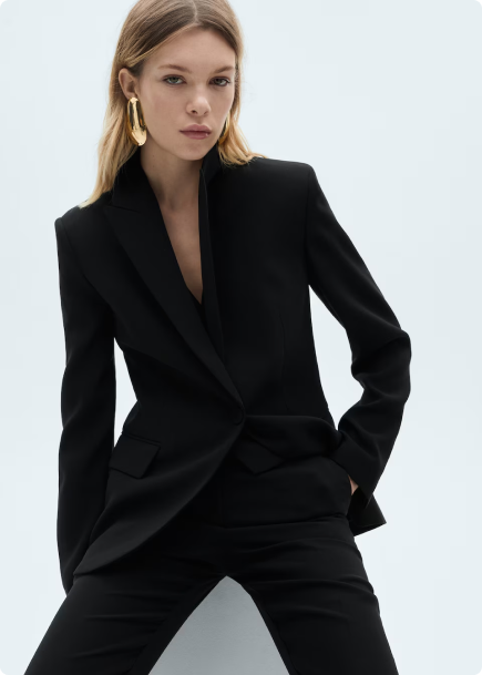 Black Blazer Suit With Shoulder Black
